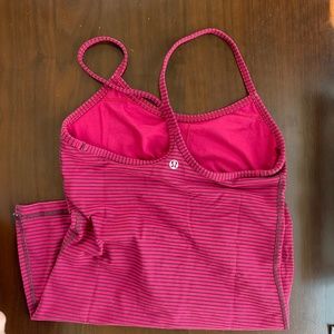 Lululemon Power Y Tank Size 4 Hot Pink and Black Stripe